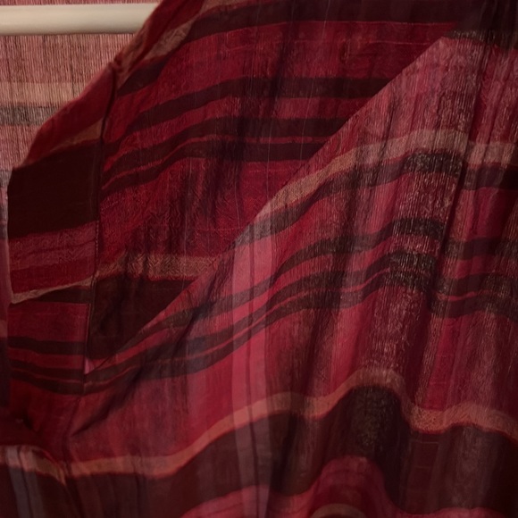 Massimo Dutti raspberry plaid sheer top. - Picture 2 of 5